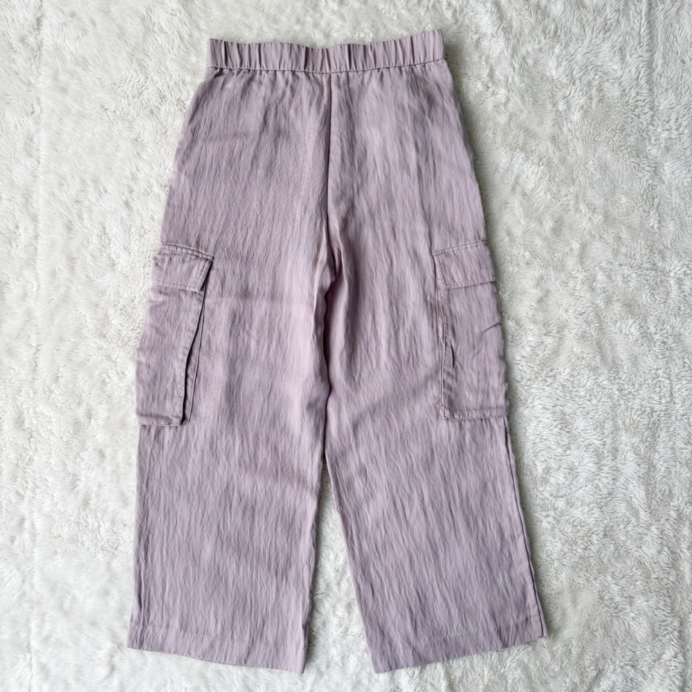 Zara Woman Dusty Pink High Rise Relax Baggy Wide Cargo Utility Pant MEDIUM Boho - Picture 3 of 9